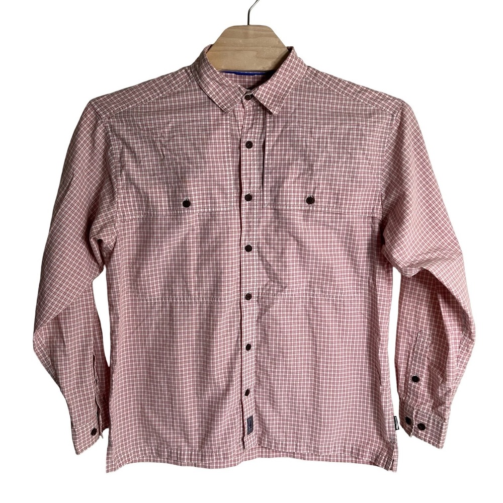 Patagonia Mens Bighorn River Lodge Fishing Shirt Red Plaid Long Sleeve Large